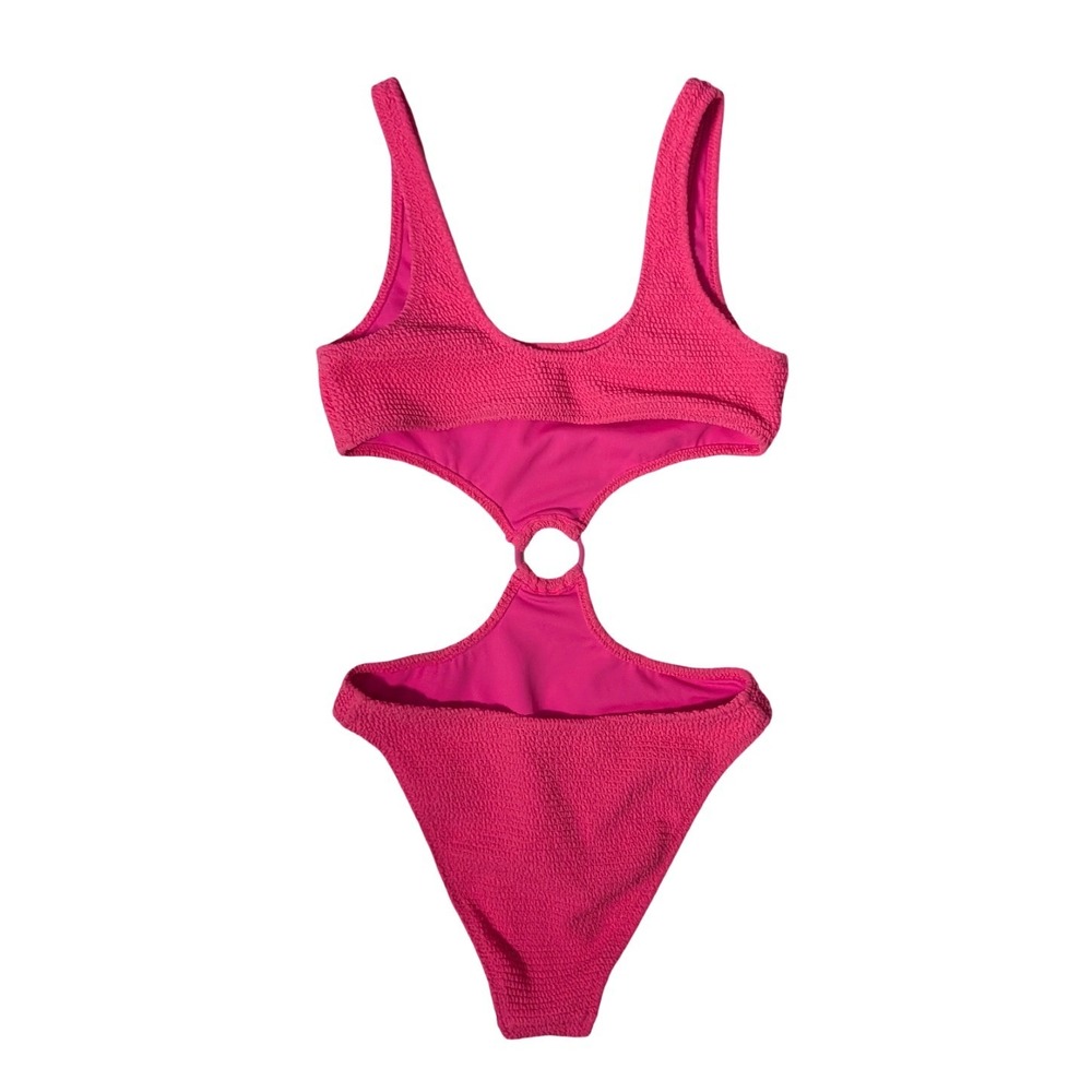 LA Hearts PacSun Pink Cutout O-Ring One Piece Swimsuit Scrunch Barbiecore Sz XS - Picture 4 of 11